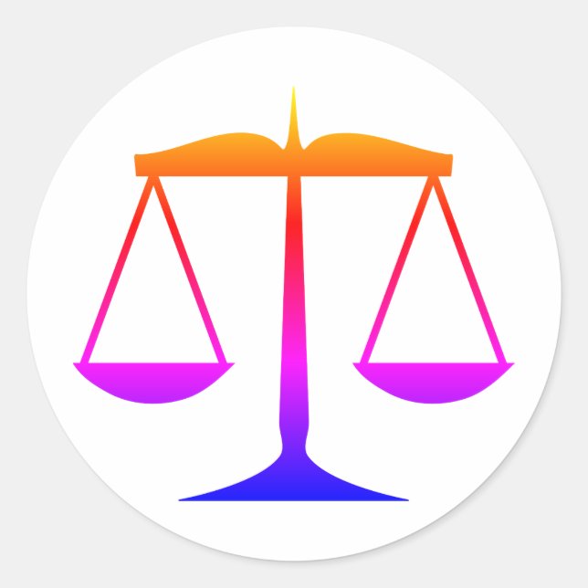 Scales of Justice (Law) Rainbow Gradient Classic Round Sticker (Front)