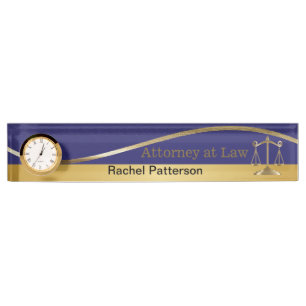 Scales of Justice Lawyer Blue & Gold Nameplate