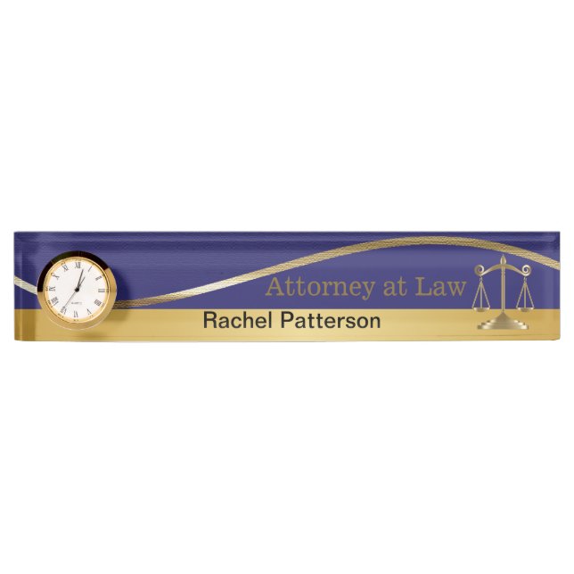 Scales of Justice | Lawyer | Blue & Gold Nameplate (Front)