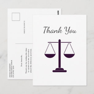 Scales of Justice Legal Law Symbol Job  Thank You Postcard