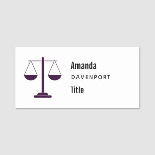 Scales of Justice Legal Services Symbol Business Name Tag