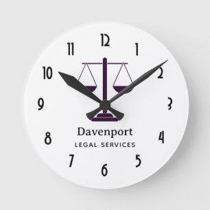 Scales of Justice Legal Services Symbol Business Round Clock