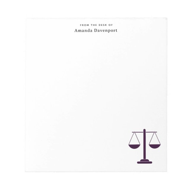 Scales of Justice Legal Services Symbol Notepad (Front)
