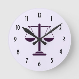 Scales of Justice Legal Services Symbol Round Clock
