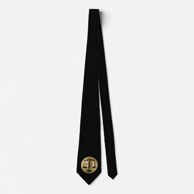 Scales of Justice | Monogram Lawyers Gifts Tie (Front)