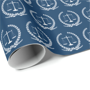Scales of Justice Navy Wrapping Paper