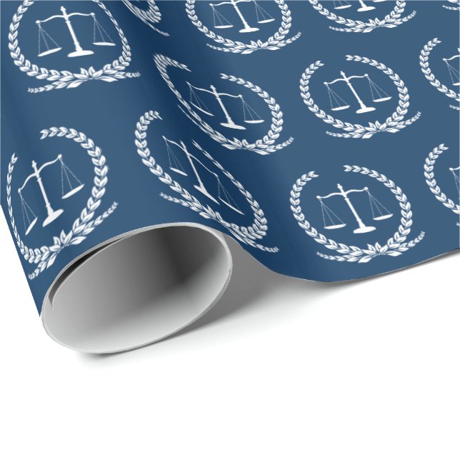Scales of Justice | Navy Wrapping Paper (Roll Corner)