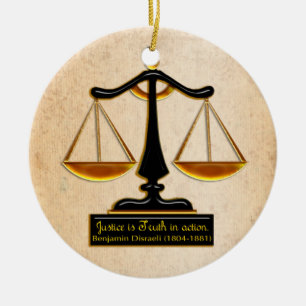 Scales of Justice on Parchment (Personalised) Ceramic Tree Decoration