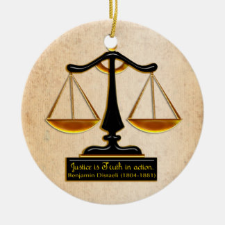 Scales of Justice on Parchment (Personalised) Ceramic Tree Decoration
