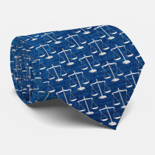 Scales of Justice Pattern   Blue Tie