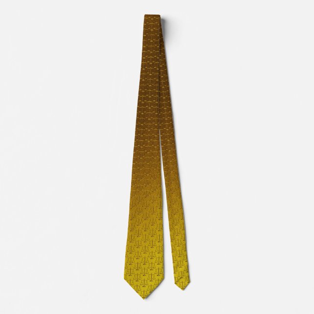 Scales of Justice Pattern | Golden Lawyer Gifts Tie (Front)