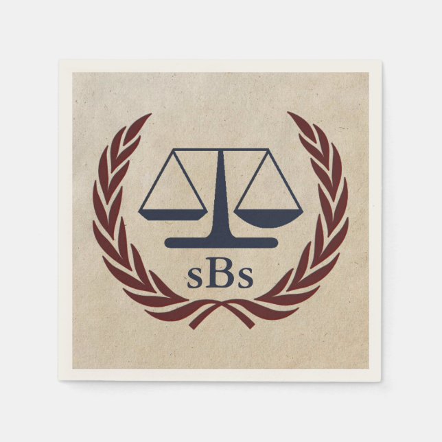 Scales of Justice Personalised Lawyer Gifts Napkin (Front)