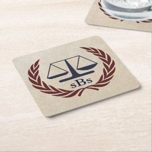 Scales of Justice Personalised Lawyer Gifts Square Paper Coaster