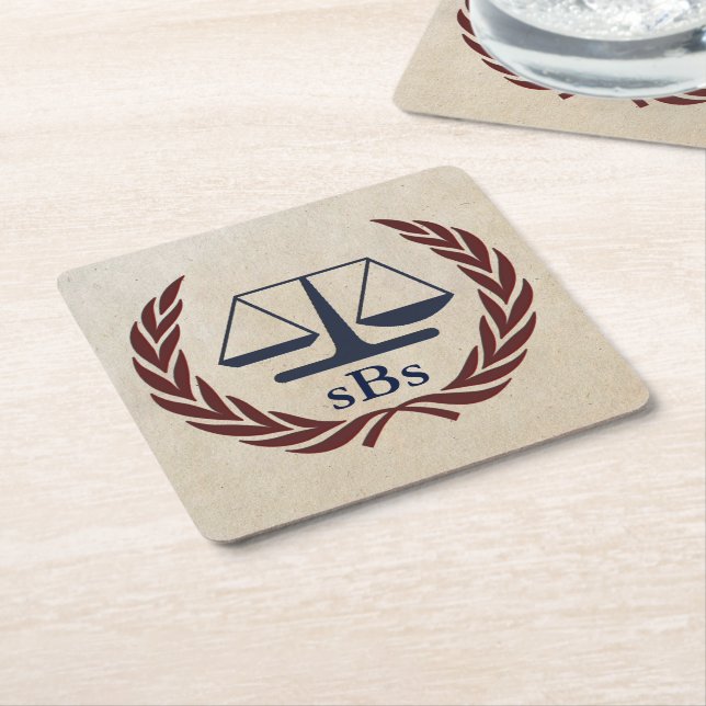Scales of Justice Personalised Lawyer Gifts Square Paper Coaster (Angled)