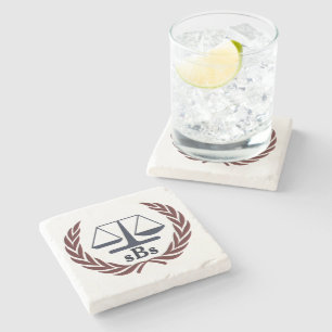 Scales of Justice Personalised Lawyer Gifts Stone Coaster