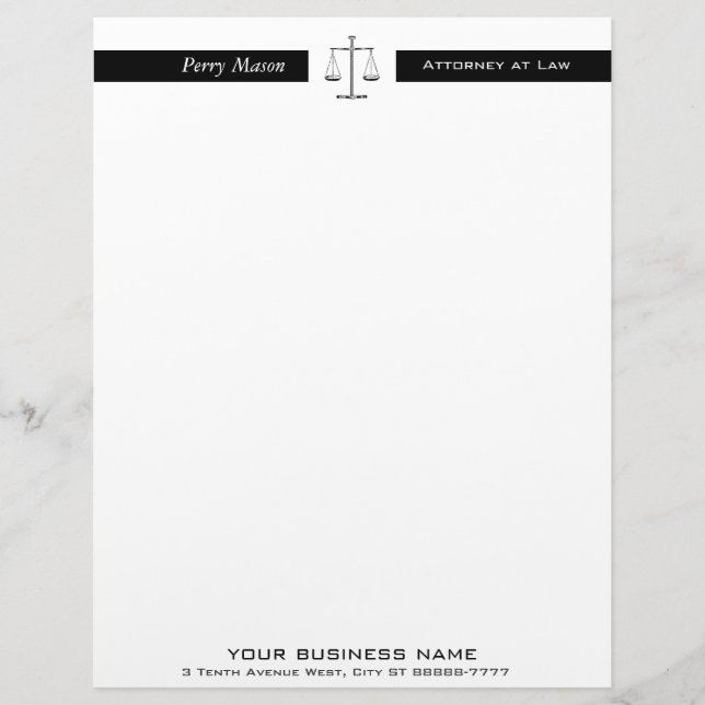 Scales of Justice Personalized Letterhead (Front)