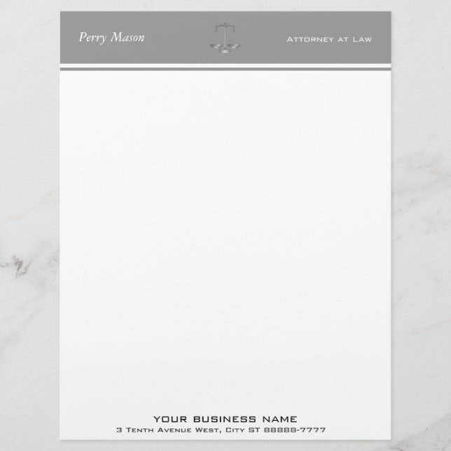 Scales of Justice Personalized Letterhead (Front)