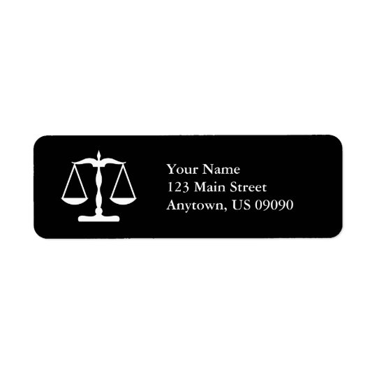 Scales Of Justice Return Address Labels (Black)