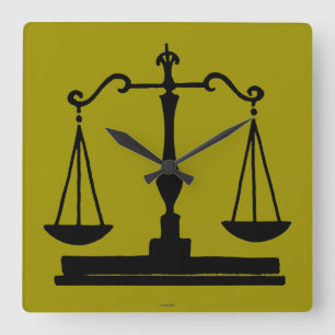 Scales Of Justice Square Wall Clock
