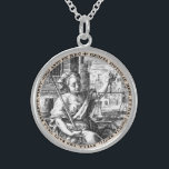 Scales of Justice Sterling Silver Necklace<br><div class="desc">Female figure of Justice holds the balanced scales of fairness. A Latin inscription runs around the outside of the circle: "Devoted to the mind of Justice, and with a sense of right, he fears not, the god who governs the weapons of fate." - Dedita Iustitiae mens, et sibi conscia recti,...</div>