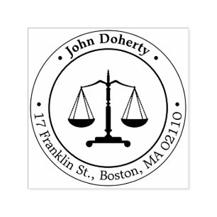 Scales of Justice Symbol   Round return address Self-inking Stamp
