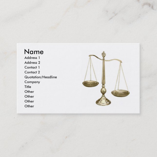 Scales of Justice-Vintage Silver Business Card (Front)