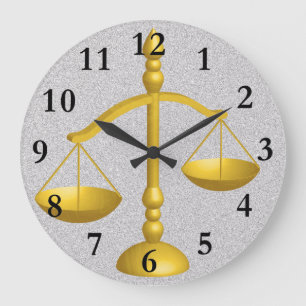 SCALES OF LAW AND JUSTICE LARGE CLOCK