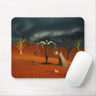 Scales of Truth – Surreal Desert Symbolism Mouse Mat