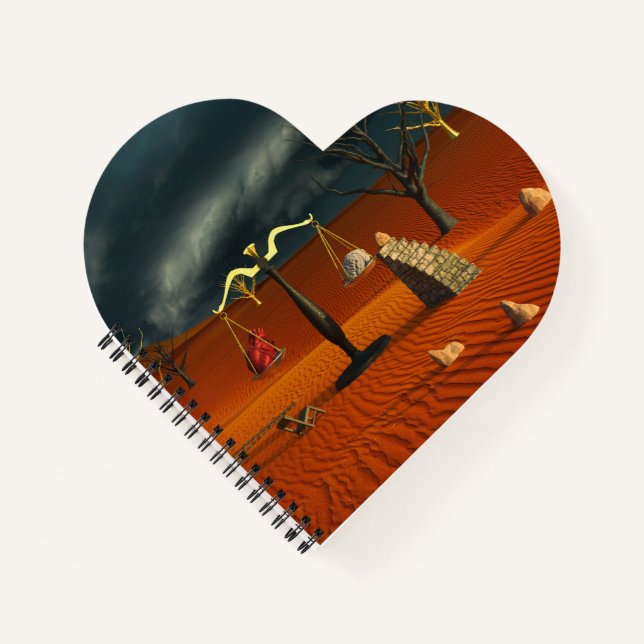 Scales of Truth – Surreal Desert Symbolism Notebook (Front)