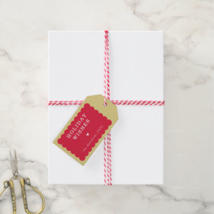 SCALLOP EDGE modern minimal cute festive red Gift Tags