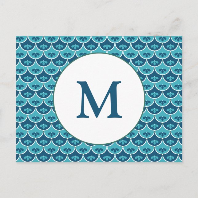 Scallop Floral Pattern Custom Colours Save the Dat Postcard (Front)