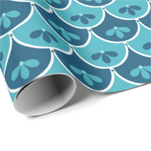 Scallop Floral Pattern Custom Colours Wrapping Paper