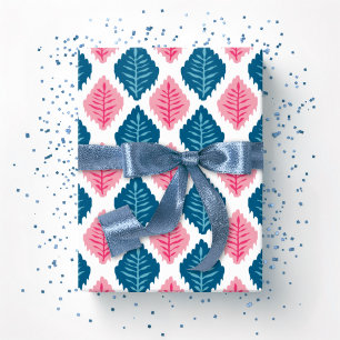 Scallop Leaf Diamond in Pink and Aqua Wrapping Paper