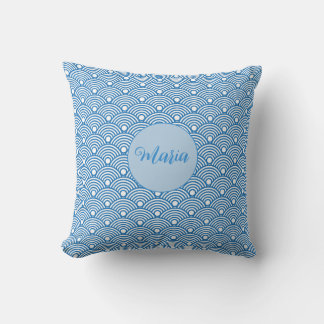 Scallop Pattern Aqua Blue Decorative Pattern Cushion
