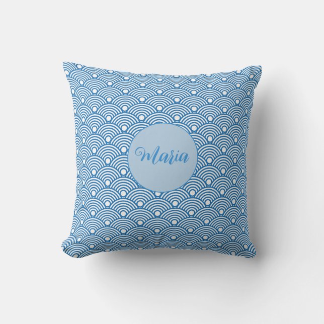 Scallop Pattern Aqua Blue Decorative Pattern Cushion (Front)
