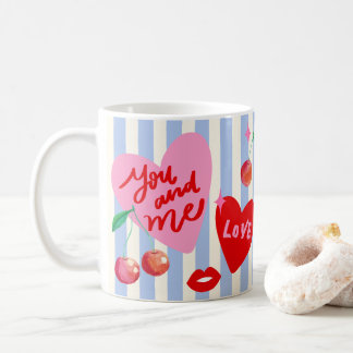 Scallop Photo Frame Hearts Cherries Lips Love Cute Coffee Mug