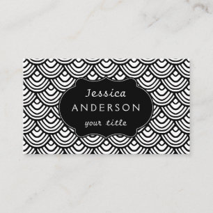 Scallop Scale Pattern Black and White Classy Business Card