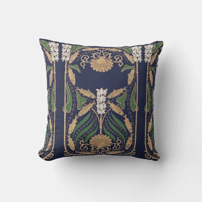 Scallop Sea Shell Art Nouveau Cushion (Front)