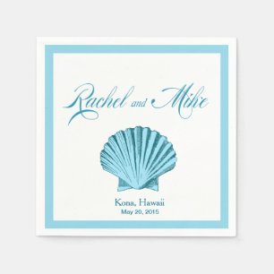 Scallop Seashell Beach Wedding   mint blue Napkin