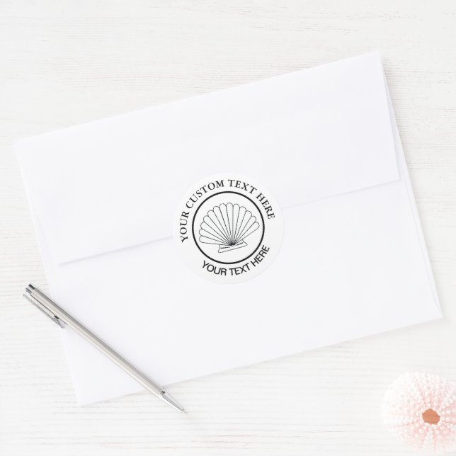 Scallop Seashell Custom Logo 1 1/2" Classic Round Sticker (Envelope)