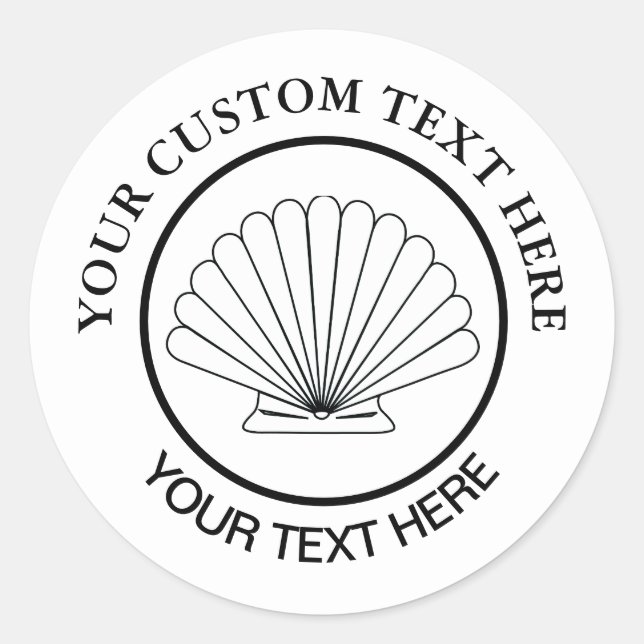 Scallop Seashell Custom Logo 3"  Classic Round  Classic Round Sticker (Front)