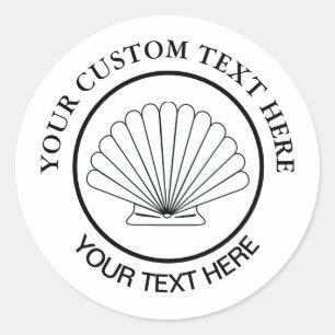 Scallop Seashell Custom Logo 3" Classic Round Sticker