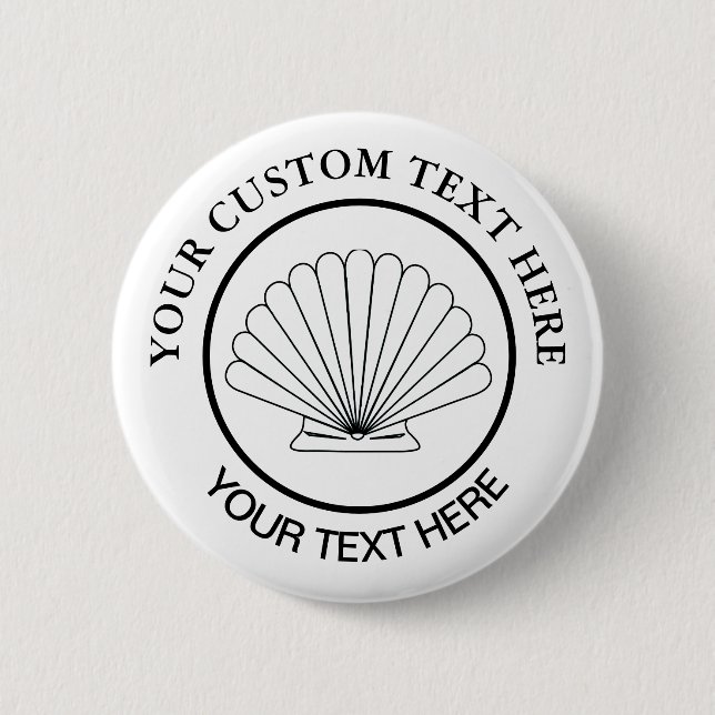 Scallop Seashell Custom Logo 6 Cm Round Badge (Front)