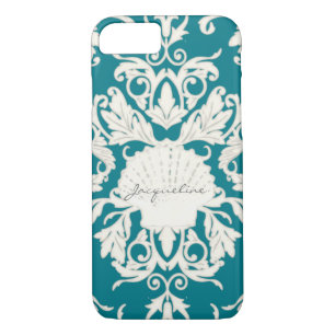 Scallop Seashell Leaf Scroll Damask Beach Shells iPhone 8/7 Case