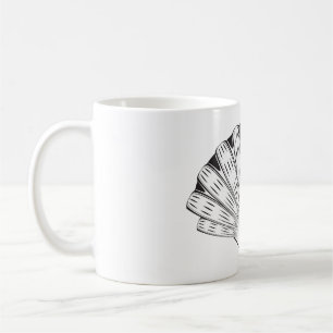 Scallop Seashell Minimalist Black and White Coffee Mug