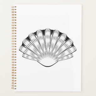 Scallop Seashell Minimalist Black and White Planner