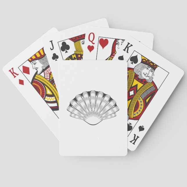 Scallop Seashell Minimalist Black and White Playing Cards (Back)