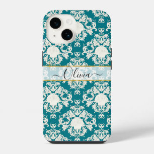Scallop Seashell Summer Ocean Damask Beach Pattern iPhone 14 Case