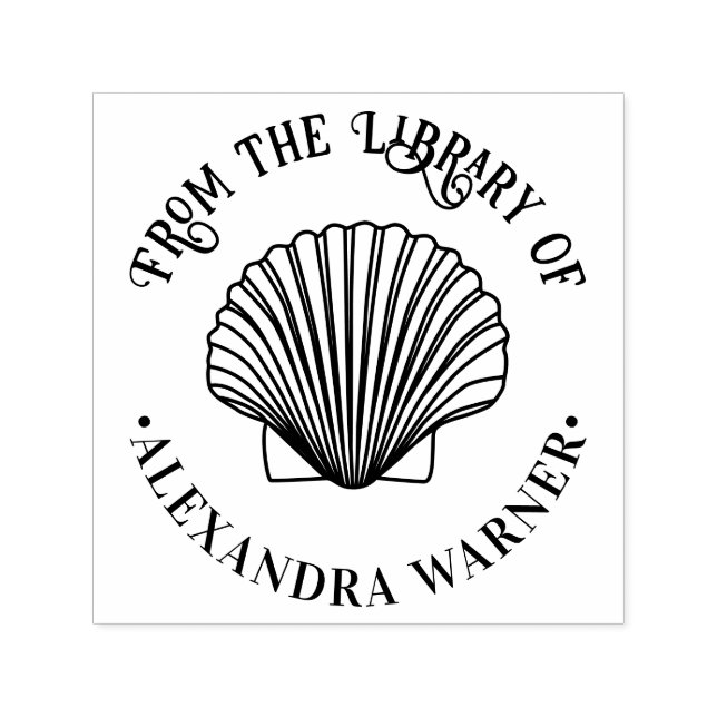 Scallop Shell #3 “From the library of” Name Book Self-inking Stamp (Design)