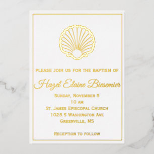 Scallop Shell Bordered Foil Invitation